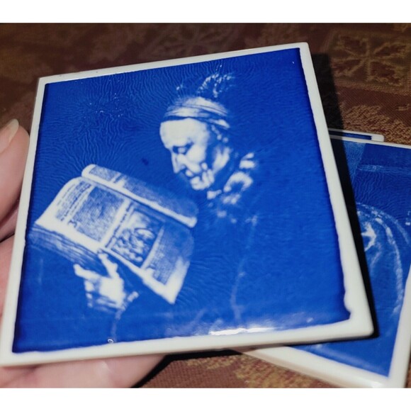 Delft Blue Tiles Three Dutch Master Artists Jan Steen, P. Rubens, Gerrit Dou VTG - Picture 6 of 16